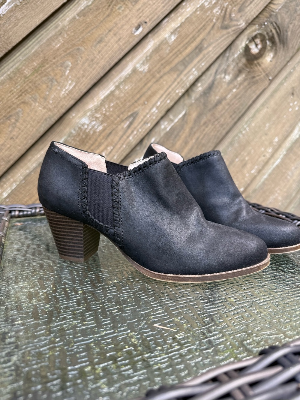 Life Stride Black Low Block Heel Slip-On Booties